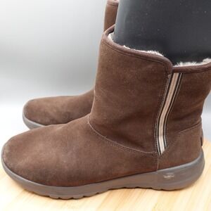 Skechers Boots Womens 10 Brown‎ On-The-Go Joy Suede Goga Mat Faux Fur Flaws